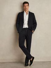Slim Fit Jersey Drawstring Suit Trousers Navy | Men