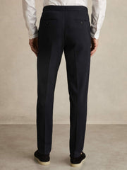 Slim Fit Jersey Drawstring Suit Trousers Navy | Men