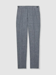 Slim Fit Linen Check Suit Trousers Soft Blue | Men