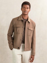 Wool Blend Twin Pocket Zipped Jacket Dark Brown | Men