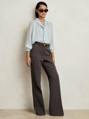 Twill Patch-Pocket Flared Trousers Mauve Neutral | Women