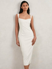 Good American Scuba Crystal Midi Dress White | Women