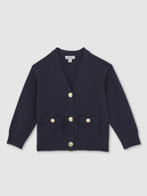 13-14 yrs Knitted Embossed-Button Cardigan Navy | Children & Baby