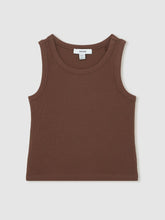 13-14 yrs Stretch-Cotton Ribbed Vest Chocolate | Children & Baby