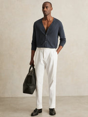 Merino Wool Button-Through Cardigan Midnight Navy | Men