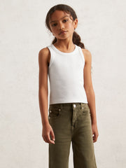 3-9 yrs Stretch-Cotton Ribbed Vest Ivory | Children & Baby