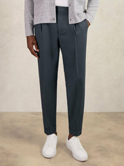 Relaxed-Fit Pleated Tapered Trousers Steel Blue | Men