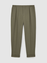 Relaxed-Fit Pleated Tapered Trousers Sage | Men
