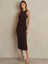 Jersey Ruched Racer Midi Dress Burgundy | Women