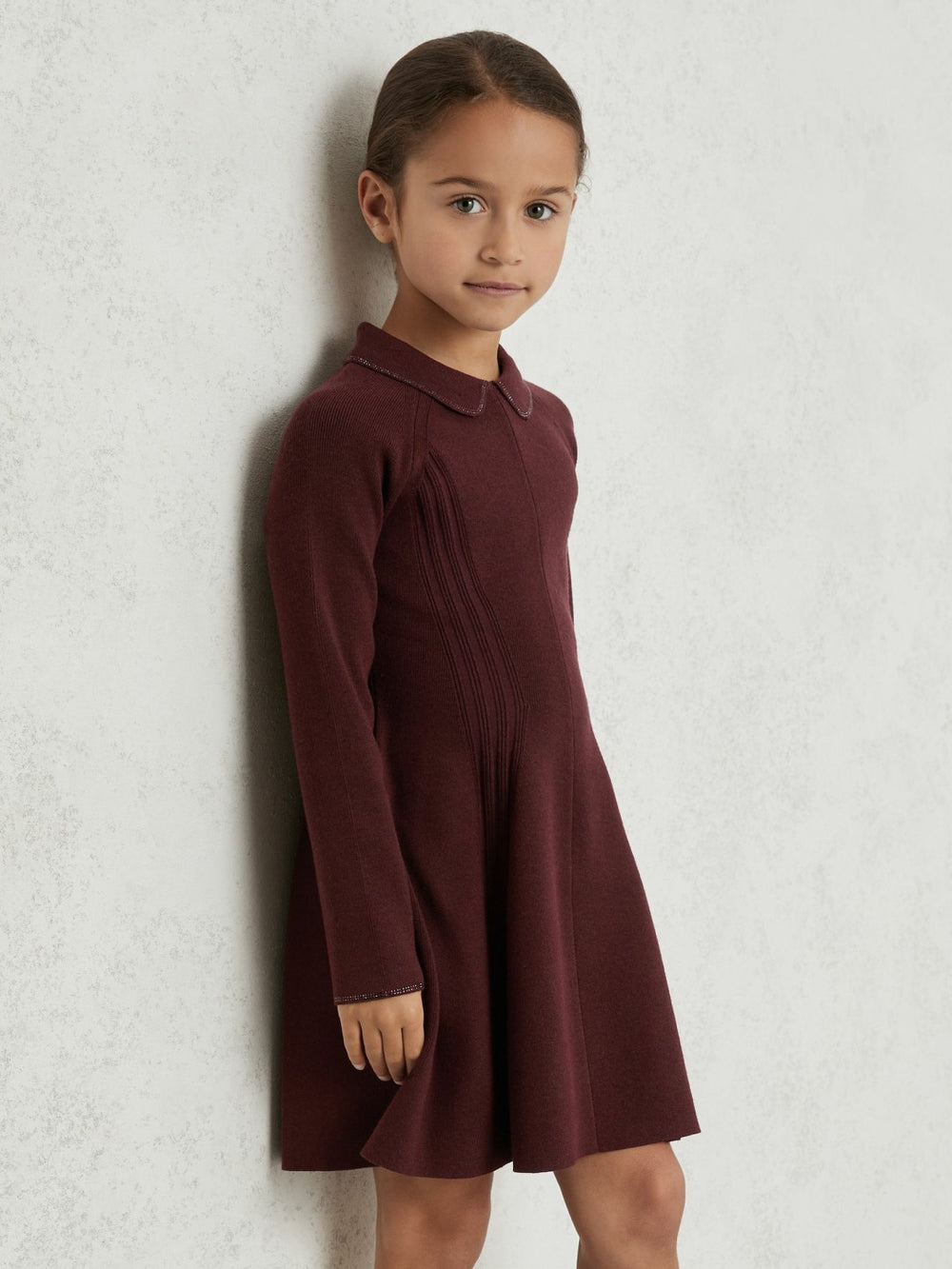 3-9 yrs Embellished Collar Knitted Dress Berry | Children & Baby