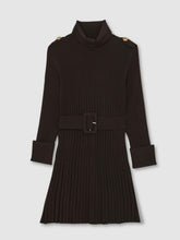 13-14 yrs Rib-Knit Roll-Neck Belted Dress Chocolate | Children & Baby