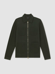 Four-Pocket Zip-Through Cardigan Forest Green | Men