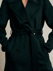 Petite Double-Breasted Blindseam Coat Wool-Blend Green | Women