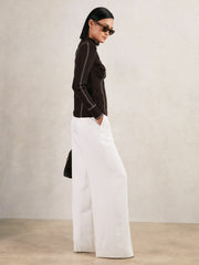 Contrast-Stitch Knit Top Burgundy | Women
