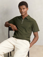 Textured Raglan Half-Zip Polo Shirt Green | Men