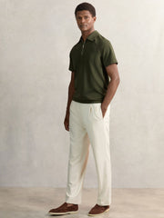 Textured Raglan Half-Zip Polo Shirt Green | Men