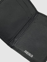 Leather Large Lattice-Effect Cardholder Black | Men