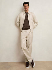 Lyocell Cotton Wide Utility Trousers Ecru | Men