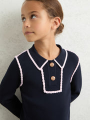 3-9 yrs Piped Knitted Collar Top Navy | Children & Baby