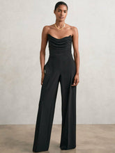 Structured Strapless Wide-Leg Jumpsuit Black | Women