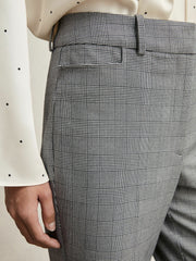 Check Flared Suit Trousers Grey | Women