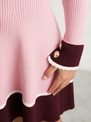 9-13 yrs Scallop-Trim Rib-Knit Dress Pink | Children & Baby