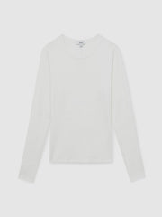 Cotton Crew-Neck Long-Sleeve T-Shirt With Stretch White | Women