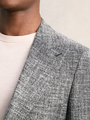 Single-Breasted Textured Mélange Blazer Slim-Fit Navy Melange | Men