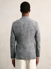 Single-Breasted Textured Mélange Blazer Slim-Fit Navy Melange | Men