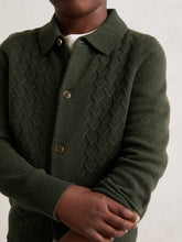 9-13 yrs Wool V-Stitch Button-Through Cardigan Forest Green | Children & Baby