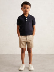 3-9 yrs Stitch-Detail Press-Stud Polo Shirt Navy Blue | Children & Baby