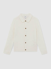 9-13 yrs Wool V-Stitch Button-Through Cardigan Off White | Children & Baby