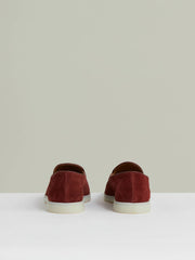 Suede Tassel Loafers Maroon Red | Men