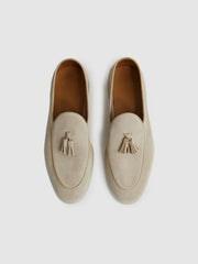 Suede Tassel Loafers Light Stone | Men