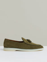 Suede Tassel Loafers Moss Green | Men