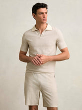Cotton-Blend Stripe Drawstring Shorts Ecru/Taupe Brown | Men