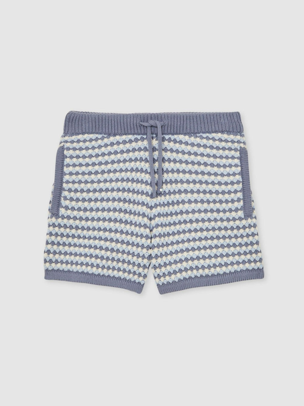 13-14 yrs Cotton-Blend Knitted Stripe Shorts Blue/White | Children & Baby