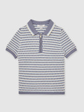 13-14 yrs Knitted Stripe Half-Zip Polo Shirt Blue/White | Children & Baby