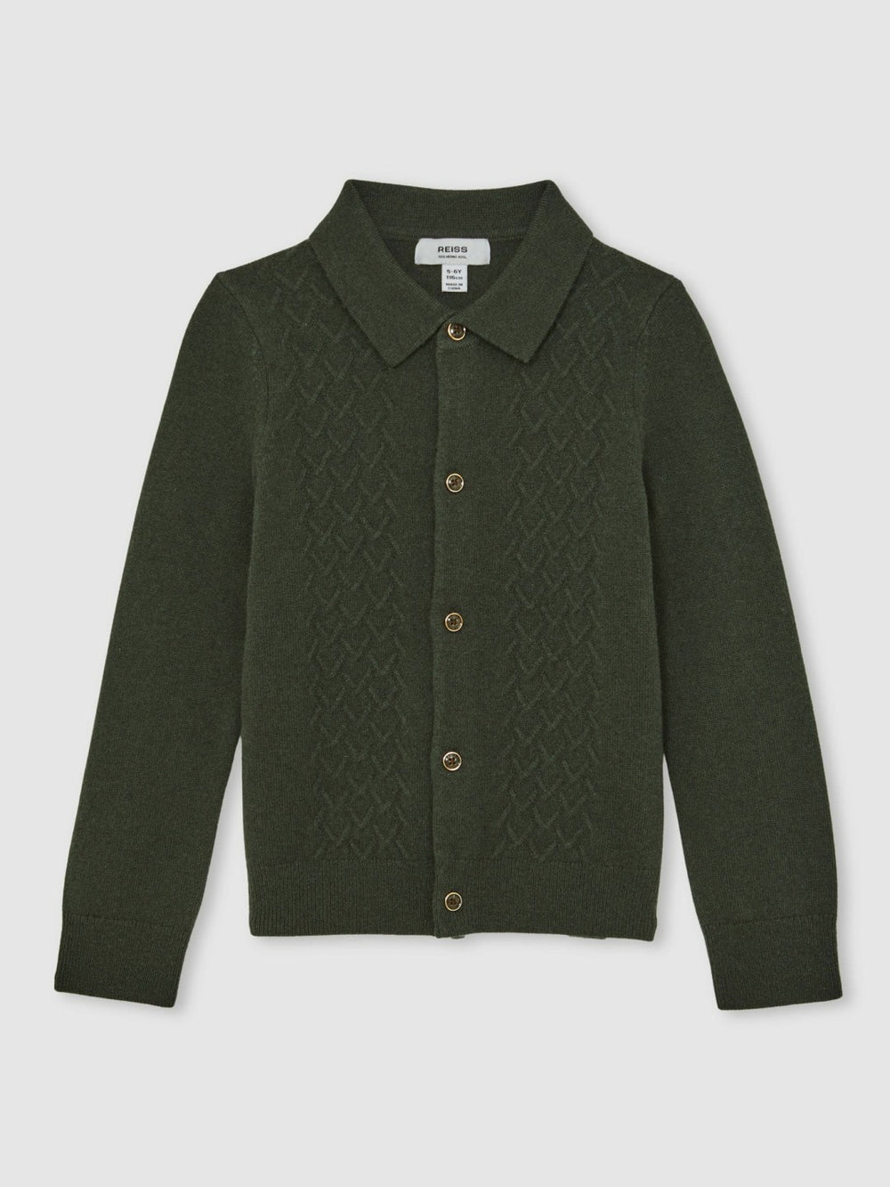 13-14 yrs Wool V-Stitch Button-Through Cardigan Forest Green | Children & Baby
