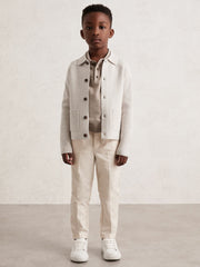 13-14 yrs Button-Through Knitted Cardigan Oatmeal Melange | Children & Baby