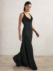 Cowl-Neck Sleeveless Maxi Dress Black | Women