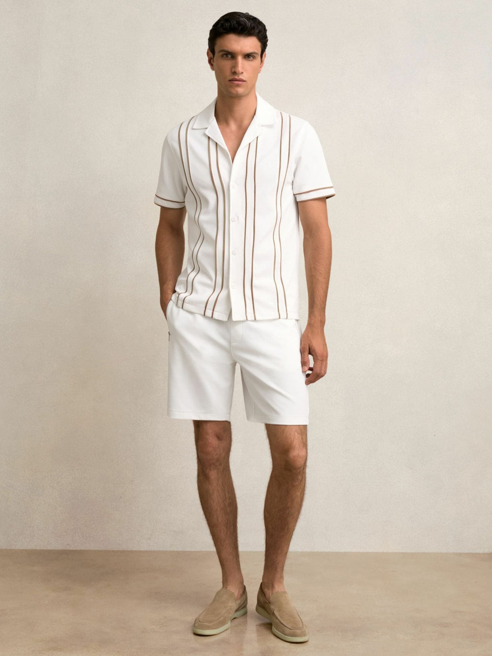 Textured Drawstring Shorts White | Men