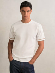 Textured Crew-Neck Tipped T-Shirt White | Men