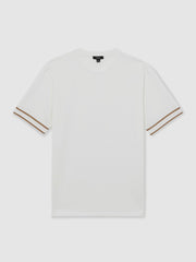 Textured Crew-Neck Tipped T-Shirt White | Men