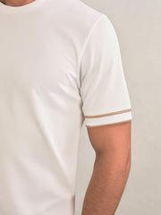 Textured Crew-Neck Tipped T-Shirt White | Men