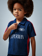 13-14 yrs Superman Towelling Polo Shirt Blue/Red | Children & Baby