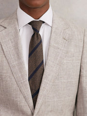 Wool-Silk Striped Tie Chocolate Brown | Men