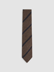 Wool-Silk Striped Tie Chocolate Brown | Men