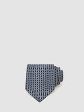 Silk Geometric-Chain Print Tie Navy | Men