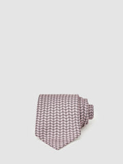 Silk Geometric-Chain Print Tie Soft Pink | Men